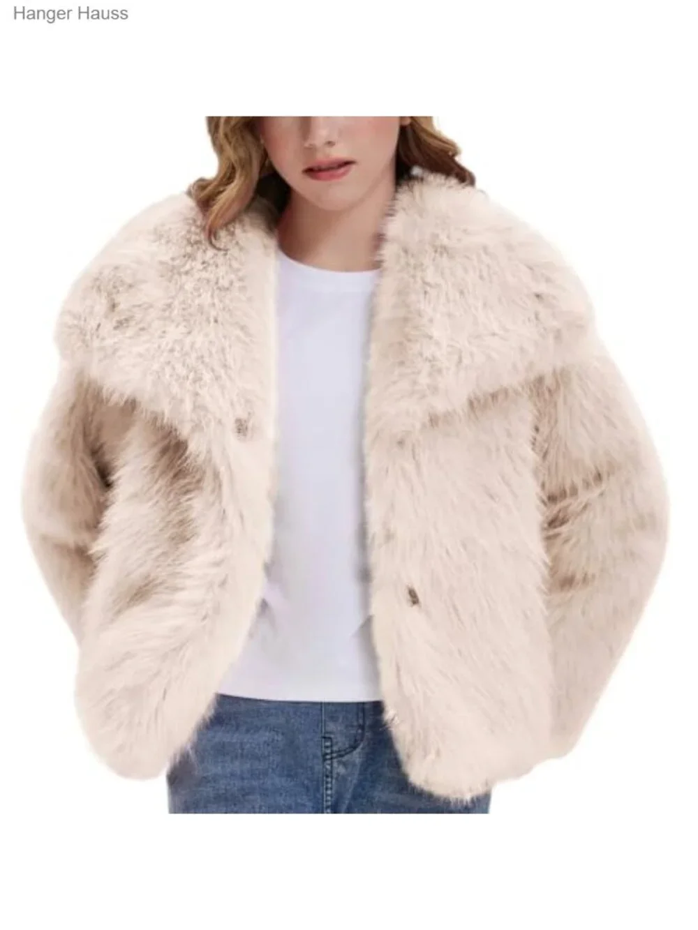 Girls Faux Fur Coat Fluffy Shaggy Warm Winter Outerwear Jacket